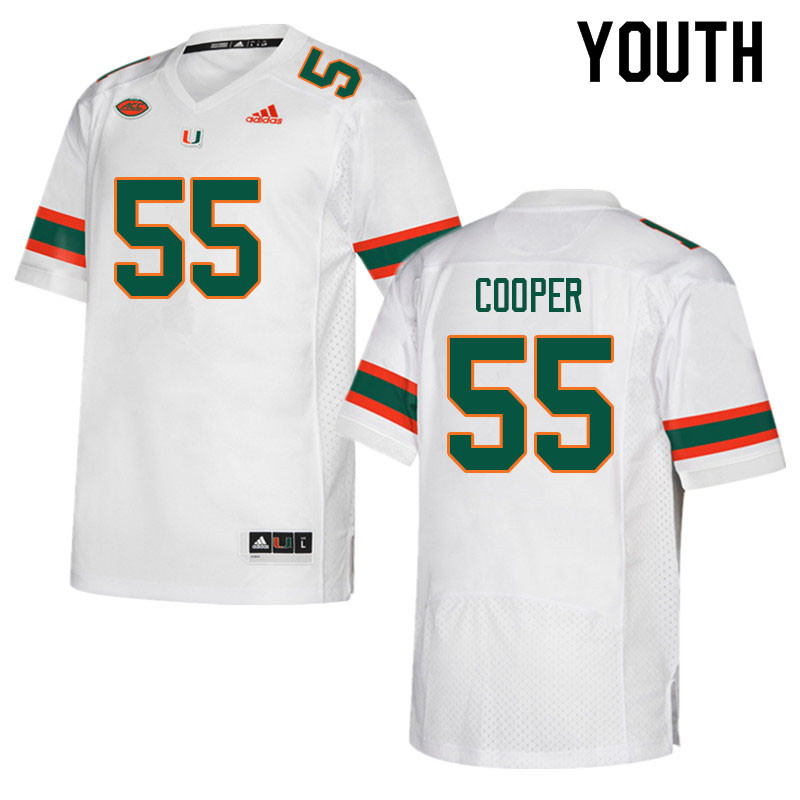 Youth #55 Anez Cooper Miami Hurricanes College Football Jerseys Sale-White